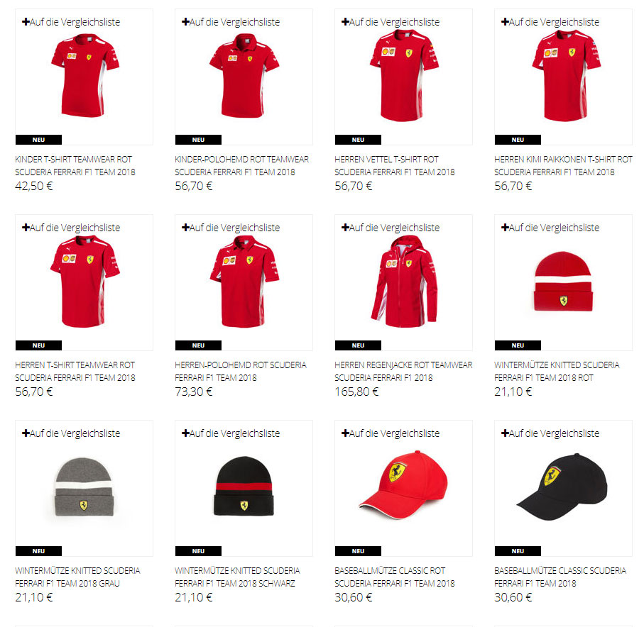 Ferrari bekleidung Outlet