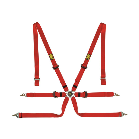 OMP 6-Punkt-Gurt Saloon Pull Down rot (FIA)