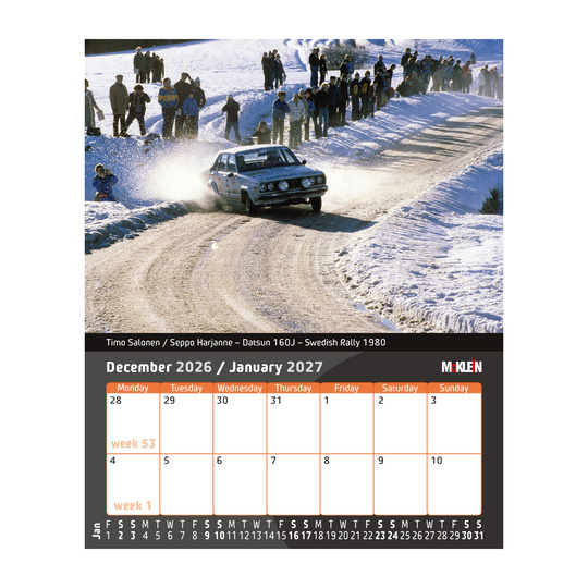 McKlein 2026 Desktop Rally Kalender - History meets the Present