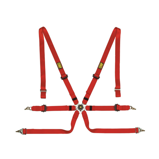 OMP 6-Punkt-Gurt One Pull Up rot (FIA)