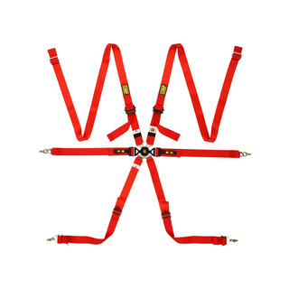 OMP 6-Punkt-Gurt One Versa rot (FIA)
