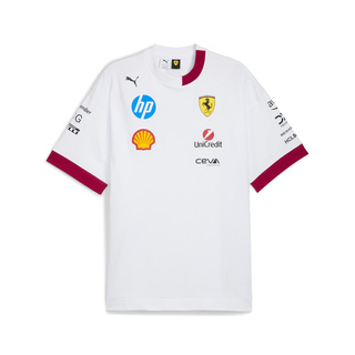Scuderia Ferrari F1 2025 Herren Übergroßes Weiß T-Shirt Drivers Team