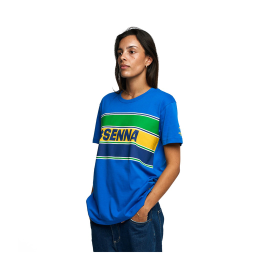 Ayrton Senna F1 2025 Herren T-Shirt Hashtag Blau