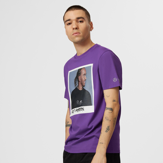 Mercedes AMG F1 Herren T-shirt Lewis Hamilton Portrait Purple