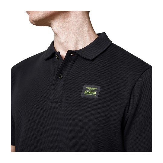 Aston Martin F1 2025 Herren Polo Tech Waffle Schwarz