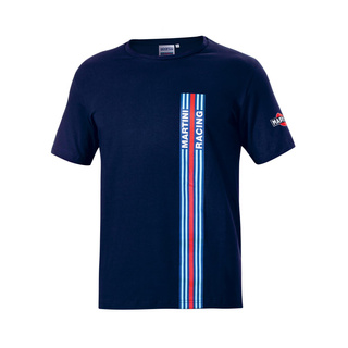 Sparco Herren T-Shirt Stripes Martini Racing Marineblau