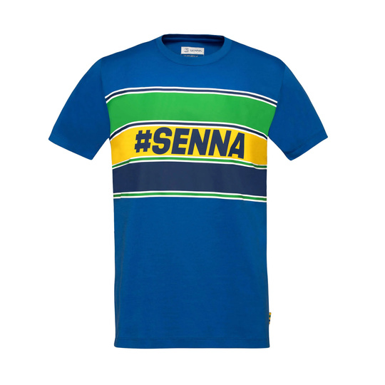 Ayrton Senna F1 2025 Herren T-Shirt Hashtag Blau