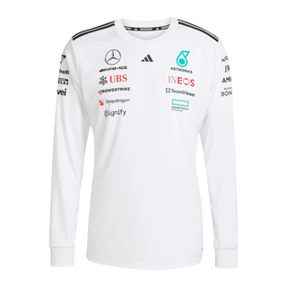 Mercedes AMG F1 2025 Herren Langarm-T-Shirt Team Weiß