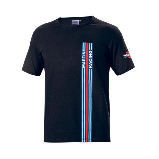 Sparco Herren T-Shirt Stripes Martini Racing Schwarz