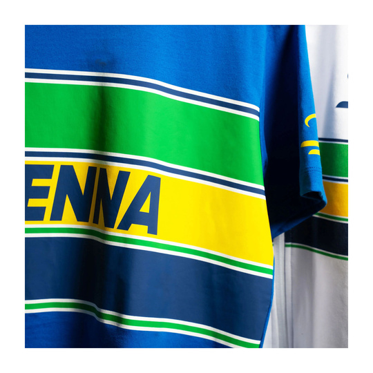 Ayrton Senna F1 2025 Herren T-Shirt Hashtag Blau
