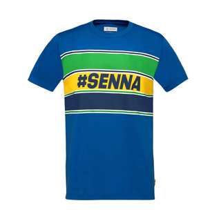 Ayrton Senna F1 2025 Herren T-Shirt Hashtag Blau