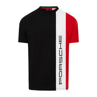 Porsche Motorsport 2025 Herren-T-Shirt Gestreiftes Schwarz