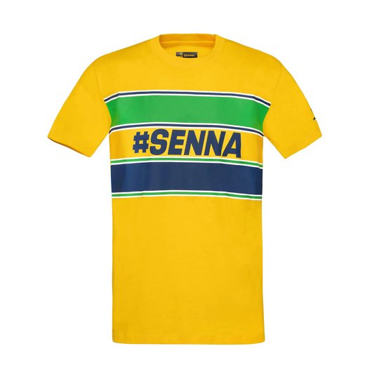 Ayrton Senna F1 2025 Herren T-Shirt Hashtag Gelb
