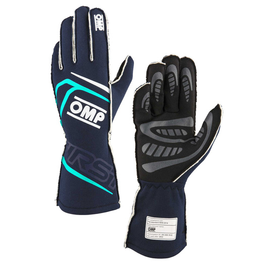 OMP Handschuhe First MY25 marineblau/tiffany blue (FIA)