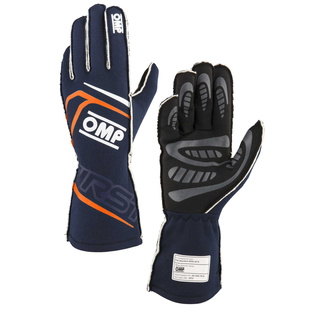 OMP Handschuhe First MY25 marineblau/orange (FIA)