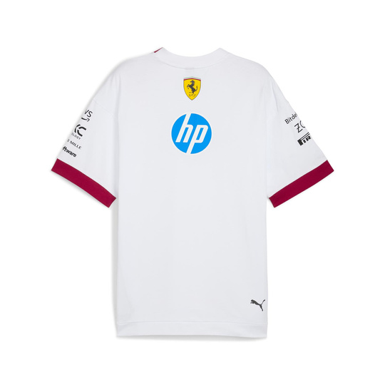 Scuderia Ferrari F1 2025 Herren Übergroßes Weiß T-Shirt Drivers Team
