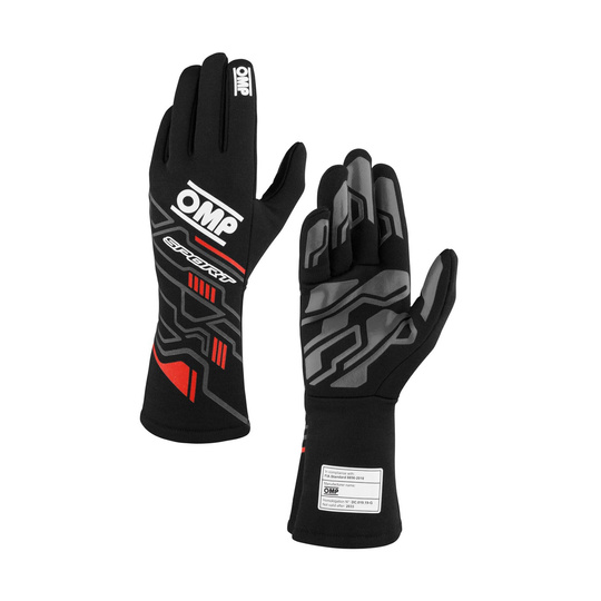 OMP Handschuh SPORT MY25 Schwarz-Rot (FIA)