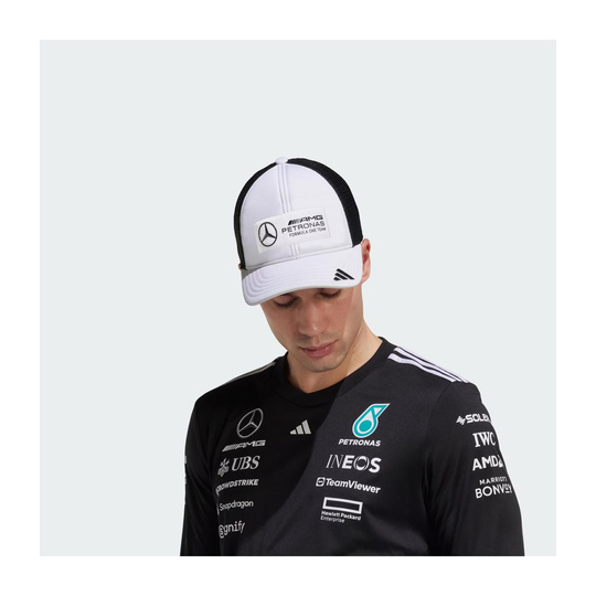 Mercedes AMG F1 2025 Herren Kappe Logo Trucker Weiß