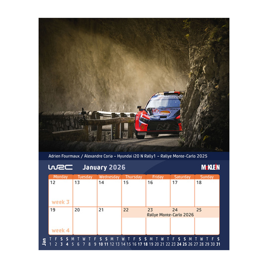 McKlein 2026 Desktop Rally Kalender - History meets the Present