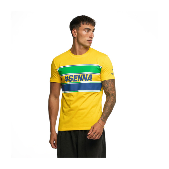 Ayrton Senna F1 2025 Herren T-Shirt Hashtag Gelb