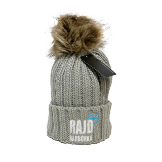 Rajd Barbórka Kinder-Beanie Bommel grau
