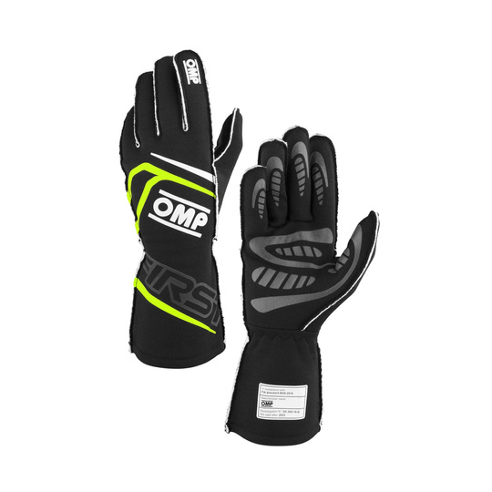 OMP Handschuhe First MY25 schwarz/gelb (FIA)