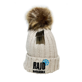 Rajd Barbórka Kinder-Beanie Bommel beige